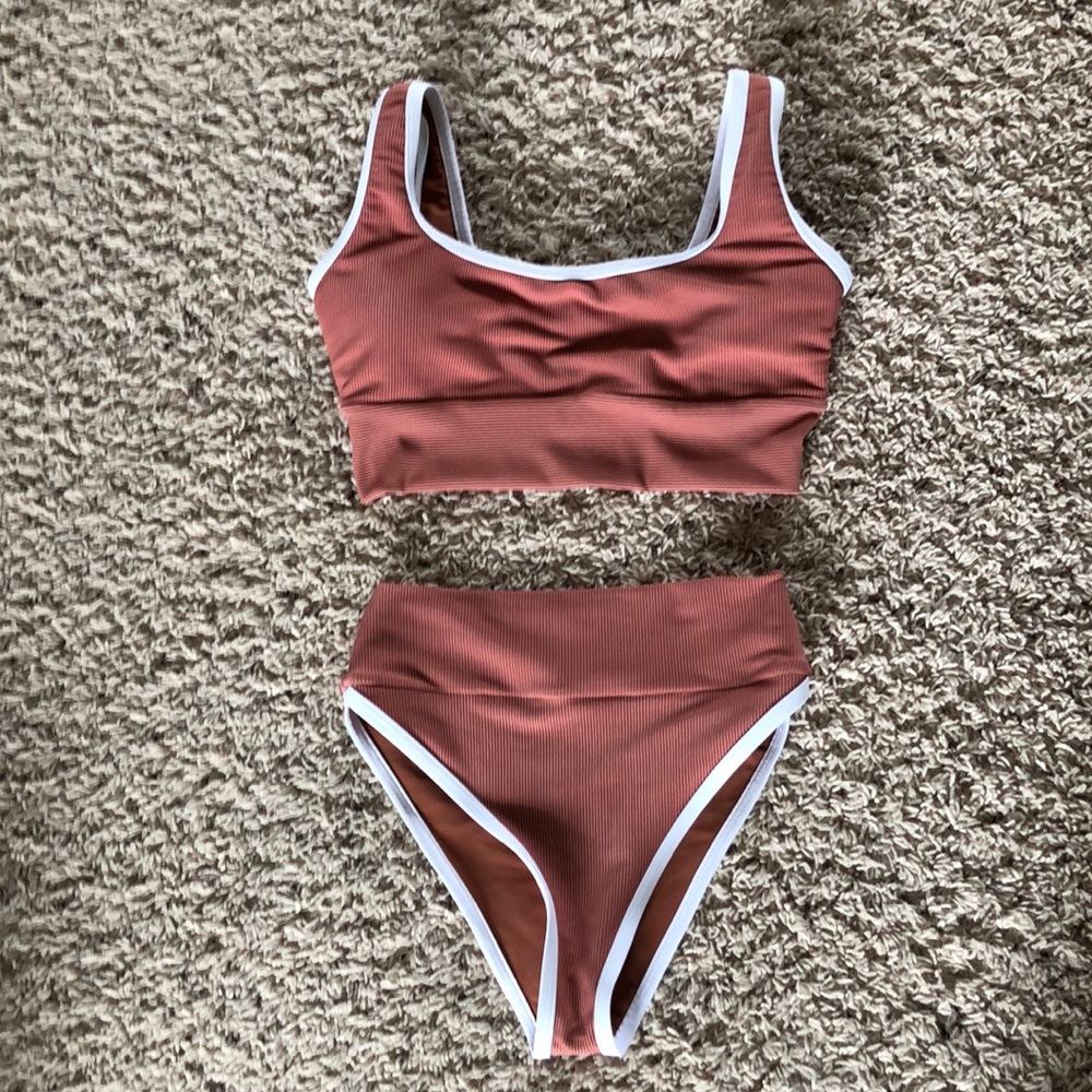 LainSnow Rust Bikini with White Trim